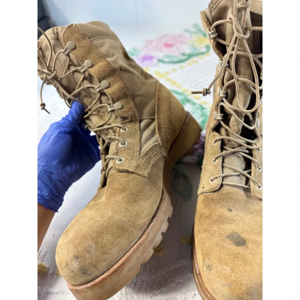 Belleville 220 DES ST Mens 12 R Tan Suede Steel Toe Combat Military Boots Vibram